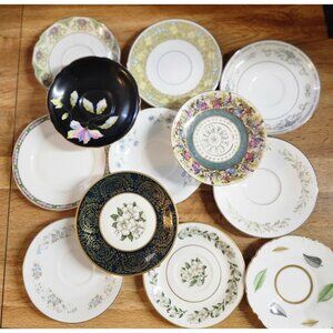 12- Mismatched Saucers Floral & Decorative Patterns 6-6.25" Eclectic Mix Porcela